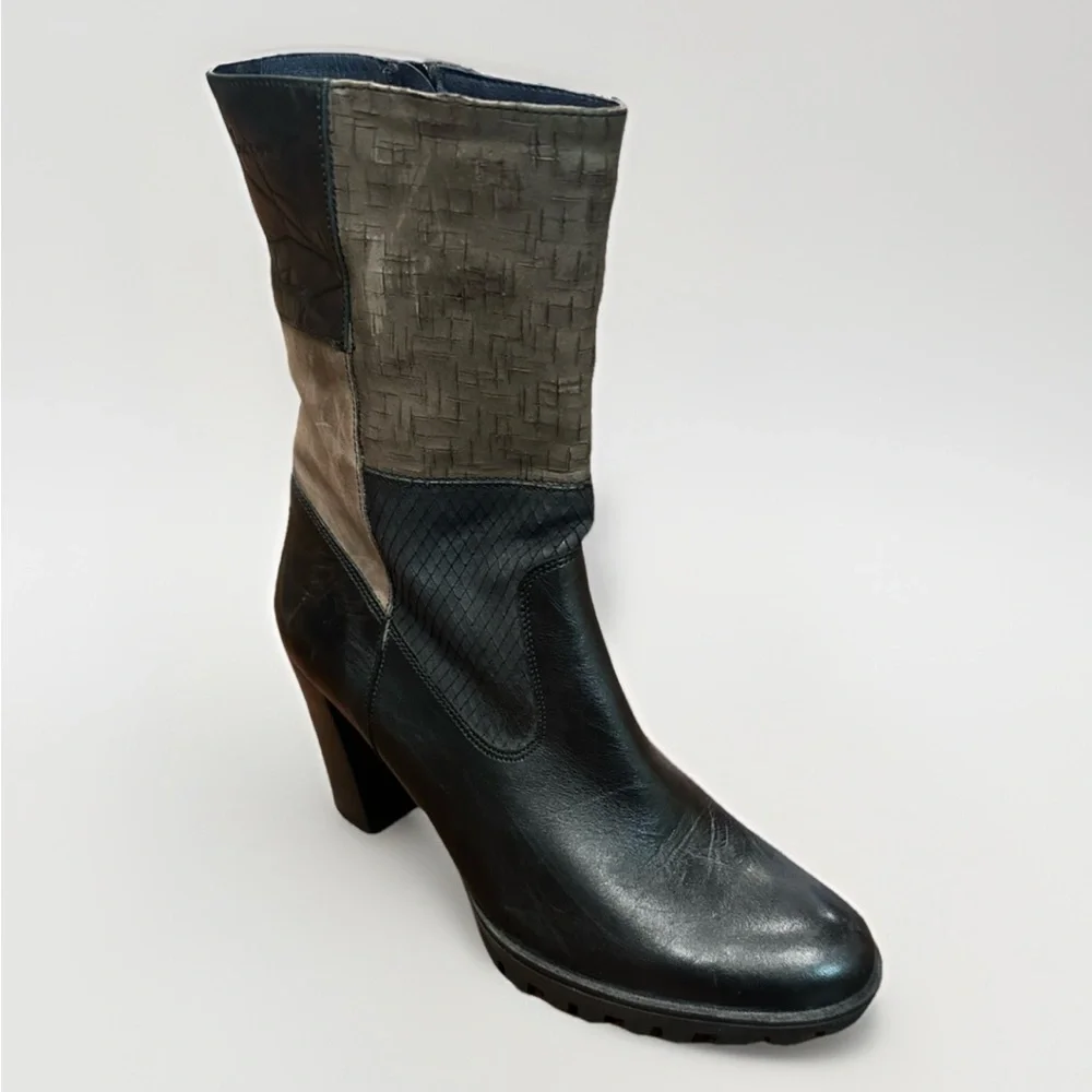 Dorking By Fluchos Women’s Black Brown Leather Ankle Boots UK 7 EU 41 US 9.5-10 - Picture 1 of 7
